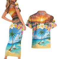 Guam Couples Matching Short Sleeve Bodycon Dress and Hawaiian Shirt Eternal Summer Sunset Beach LT05 - Polynesian Pride