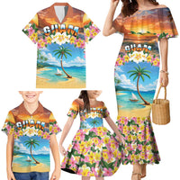 Guam Family Matching Mermaid Dress and Hawaiian Shirt Eternal Summer Sunset Beach
