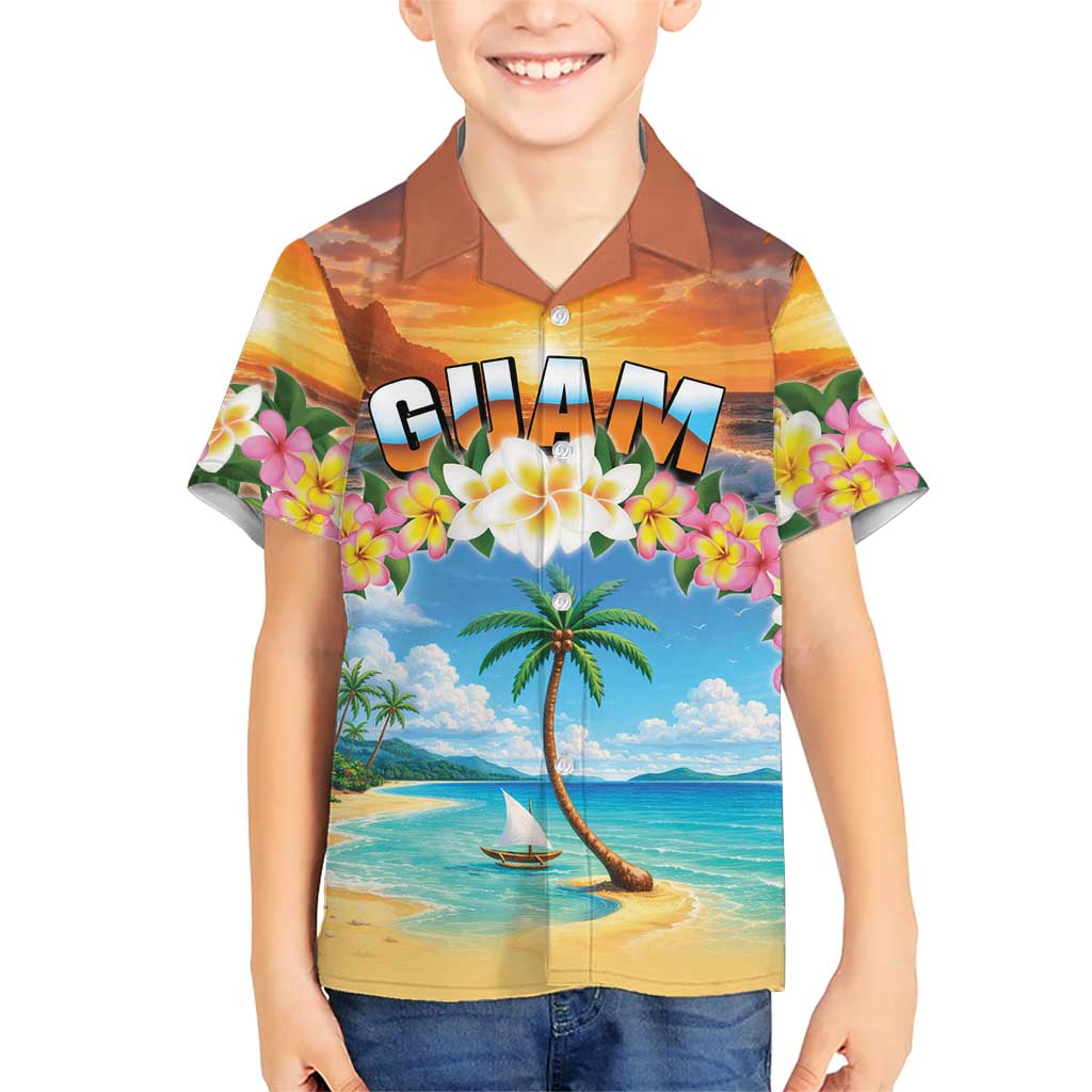 Guam Family Matching Mermaid Dress and Hawaiian Shirt Eternal Summer Sunset Beach