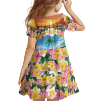 Guam Family Matching Off The Shoulder Long Sleeve Dress and Hawaiian Shirt Eternal Summer Sunset Beach