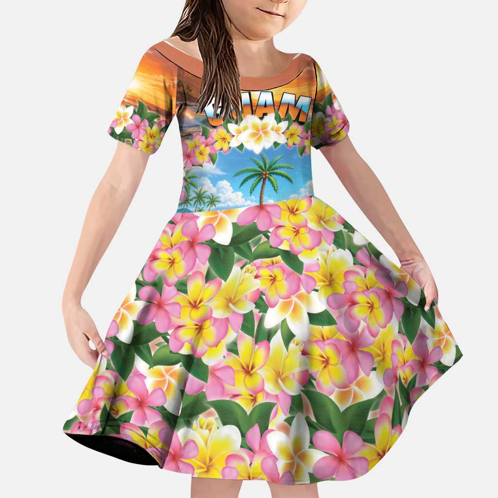 Guam Family Matching Off Shoulder Short Dress and Hawaiian Shirt Eternal Summer Sunset Beach