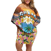 Guam Family Matching Off Shoulder Short Dress and Hawaiian Shirt Eternal Summer Sunset Beach