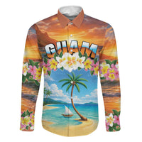 Guam Family Matching Puletasi and Hawaiian Shirt Eternal Summer Sunset Beach