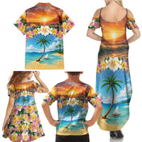 Guam Family Matching Summer Maxi Dress and Hawaiian Shirt Eternal Summer Sunset Beach