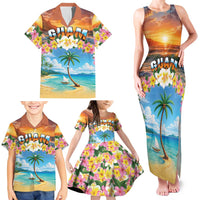 Guam Family Matching Tank Maxi Dress and Hawaiian Shirt Eternal Summer Sunset Beach