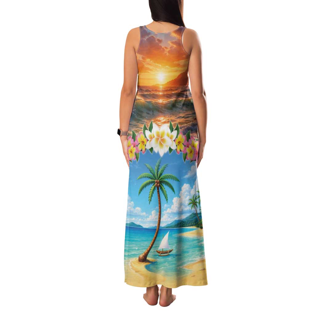 Guam Family Matching Tank Maxi Dress and Hawaiian Shirt Eternal Summer Sunset Beach