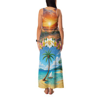 Guam Family Matching Tank Maxi Dress and Hawaiian Shirt Eternal Summer Sunset Beach