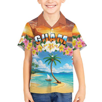 Guam Family Matching Tank Maxi Dress and Hawaiian Shirt Eternal Summer Sunset Beach