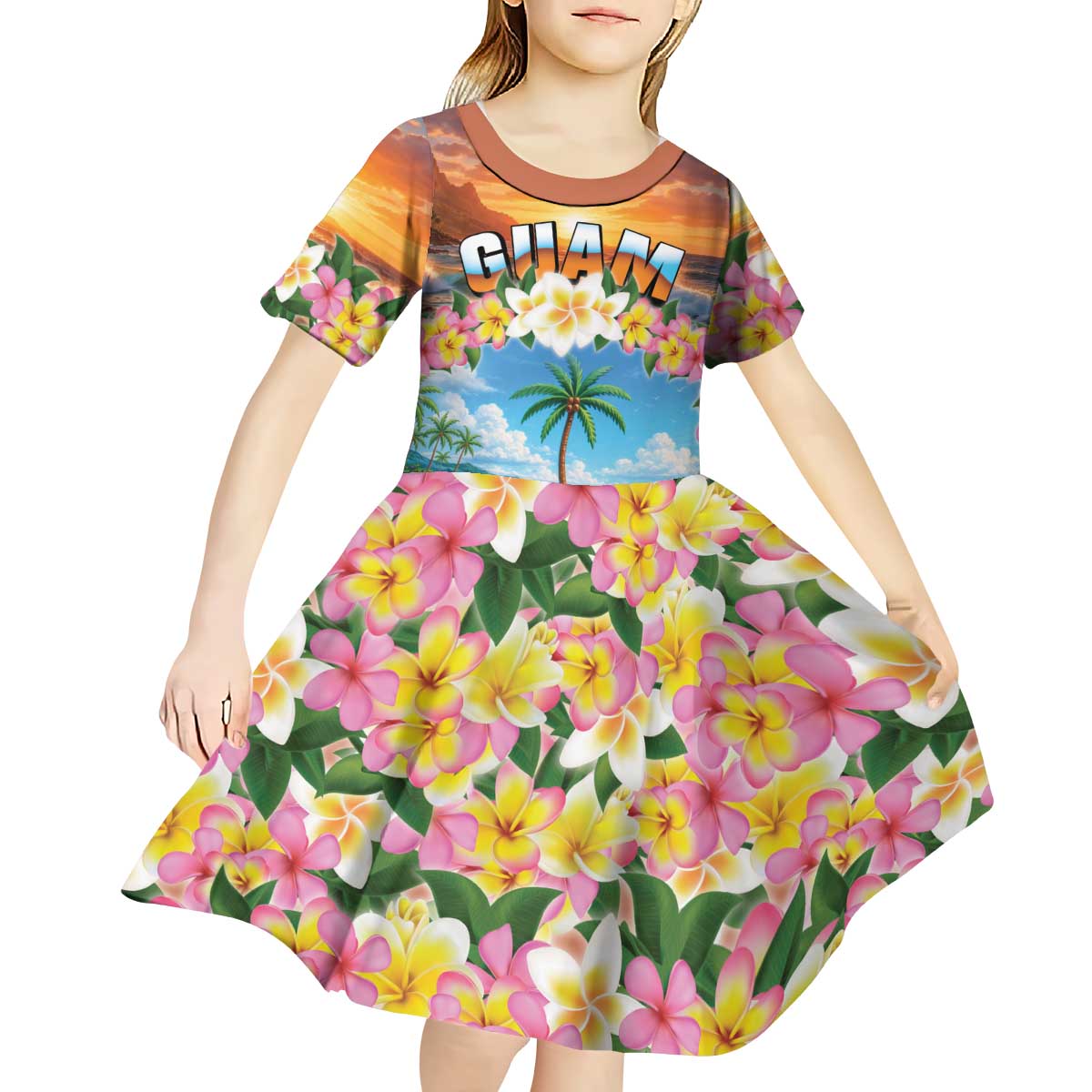Guam Kid Short Sleeve Dress Eternal Summer Sunset Beach