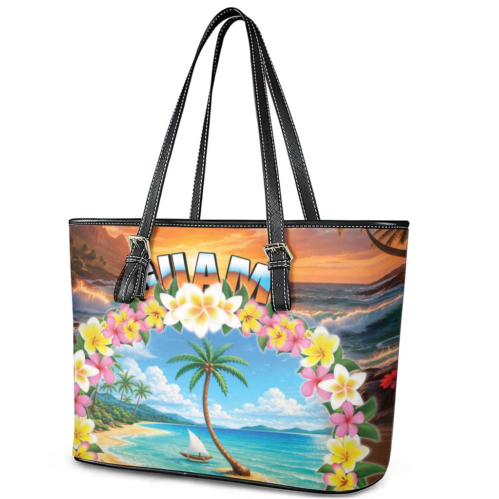 Guam Leather Tote Bag Eternal Summer Sunset Beach