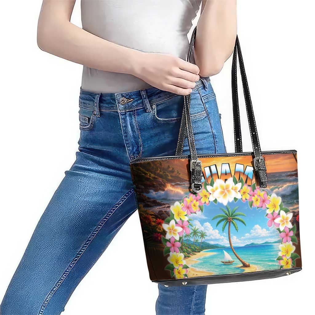 Guam Leather Tote Bag Eternal Summer Sunset Beach