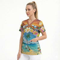 Guam Scrub Top Eternal Summer Sunset Beach