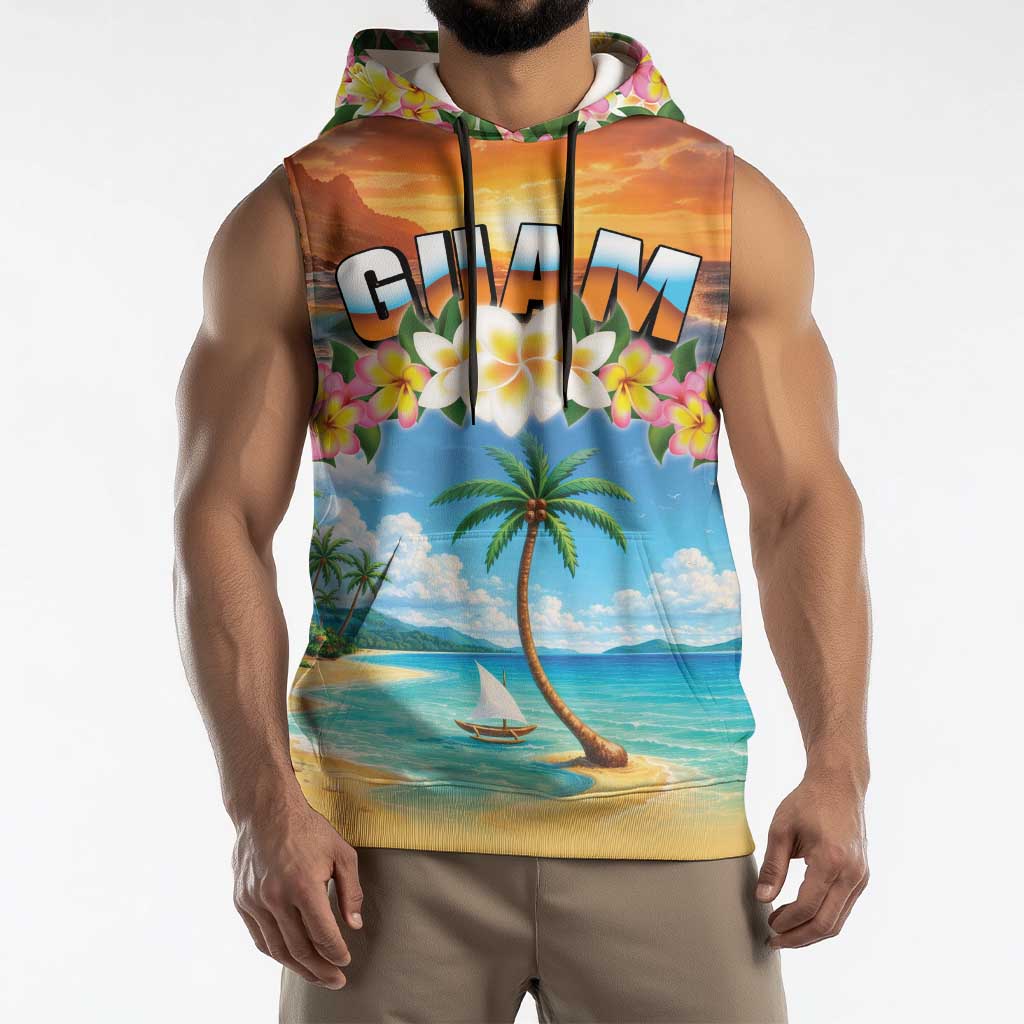 Guam Sleeveless Hoodie Eternal Summer Sunset Beach