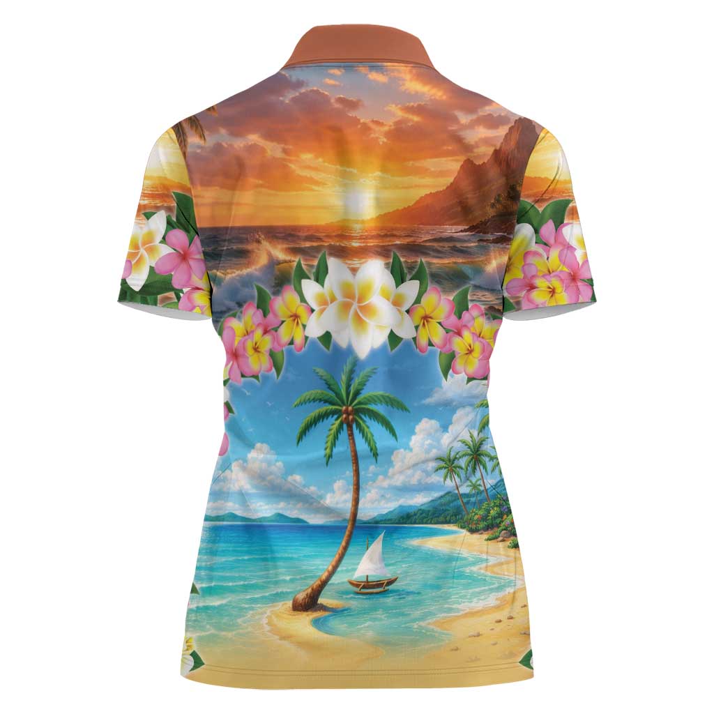 Guam Women Polo Shirt Eternal Summer Sunset Beach