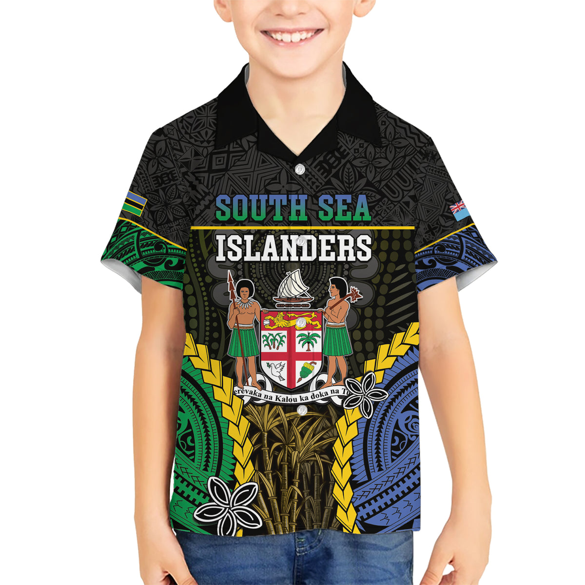 Personalised South Sea Islanders And Fiji Family Matching Short Sleeve Bodycon Dress and Hawaiian Shirt Kanakas Fijian Tapa Pattern