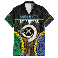 Personalised South Sea Islanders And Vanuatu Family Matching Off Shoulder Short Dress and Hawaiian Shirt Kanakas Sand Drawing Pattern