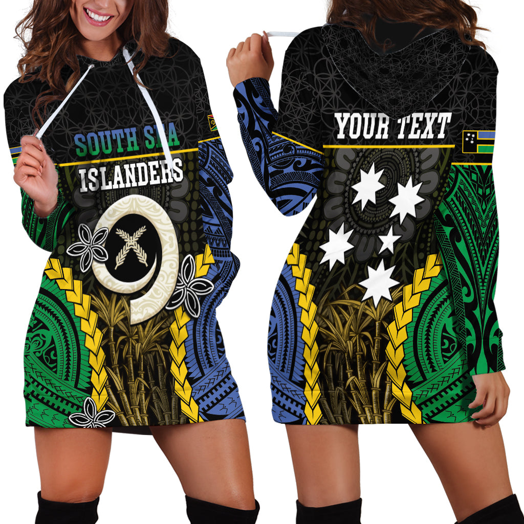 Personalised South Sea Islanders And Vanuatu Hoodie Dress Kanakas Sand Drawing Pattern