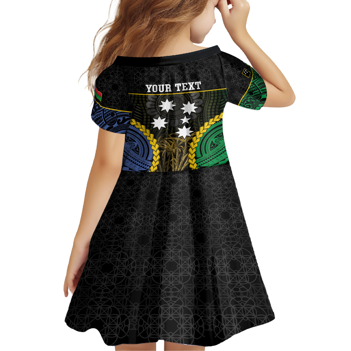Personalised South Sea Islanders And Vanuatu Kid Short Sleeve Dress Kanakas Sand Drawing Pattern