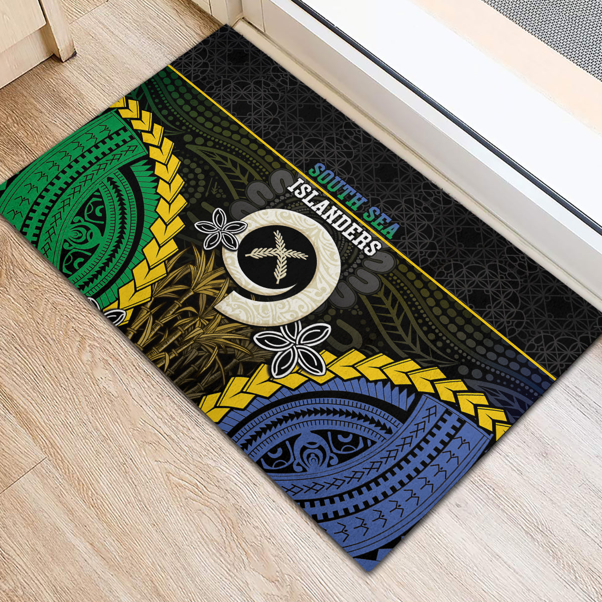 South Sea Islanders And Vanuatu Rubber Doormat Kanakas Sand Drawing Pattern
