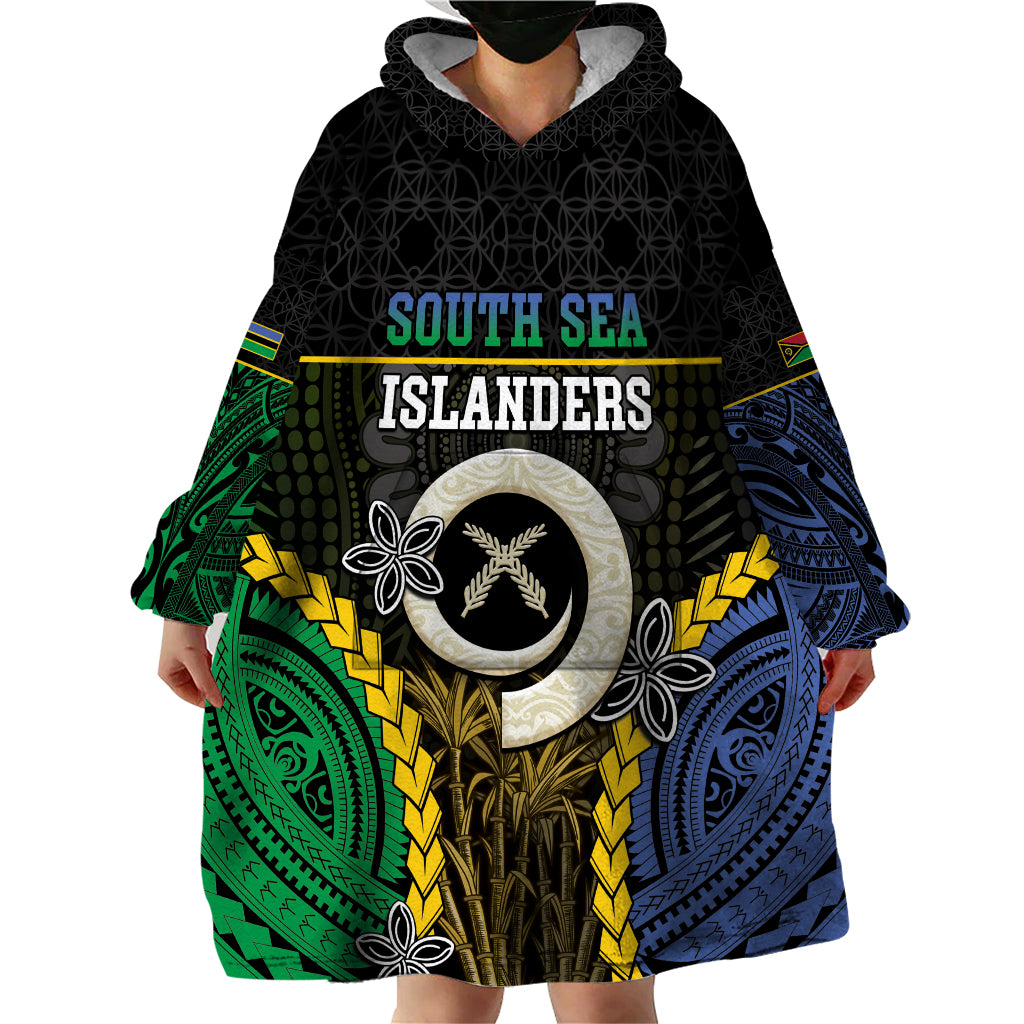 Personalised South Sea Islanders And Vanuatu Wearable Blanket Hoodie Kanakas Sand Drawing Pattern
