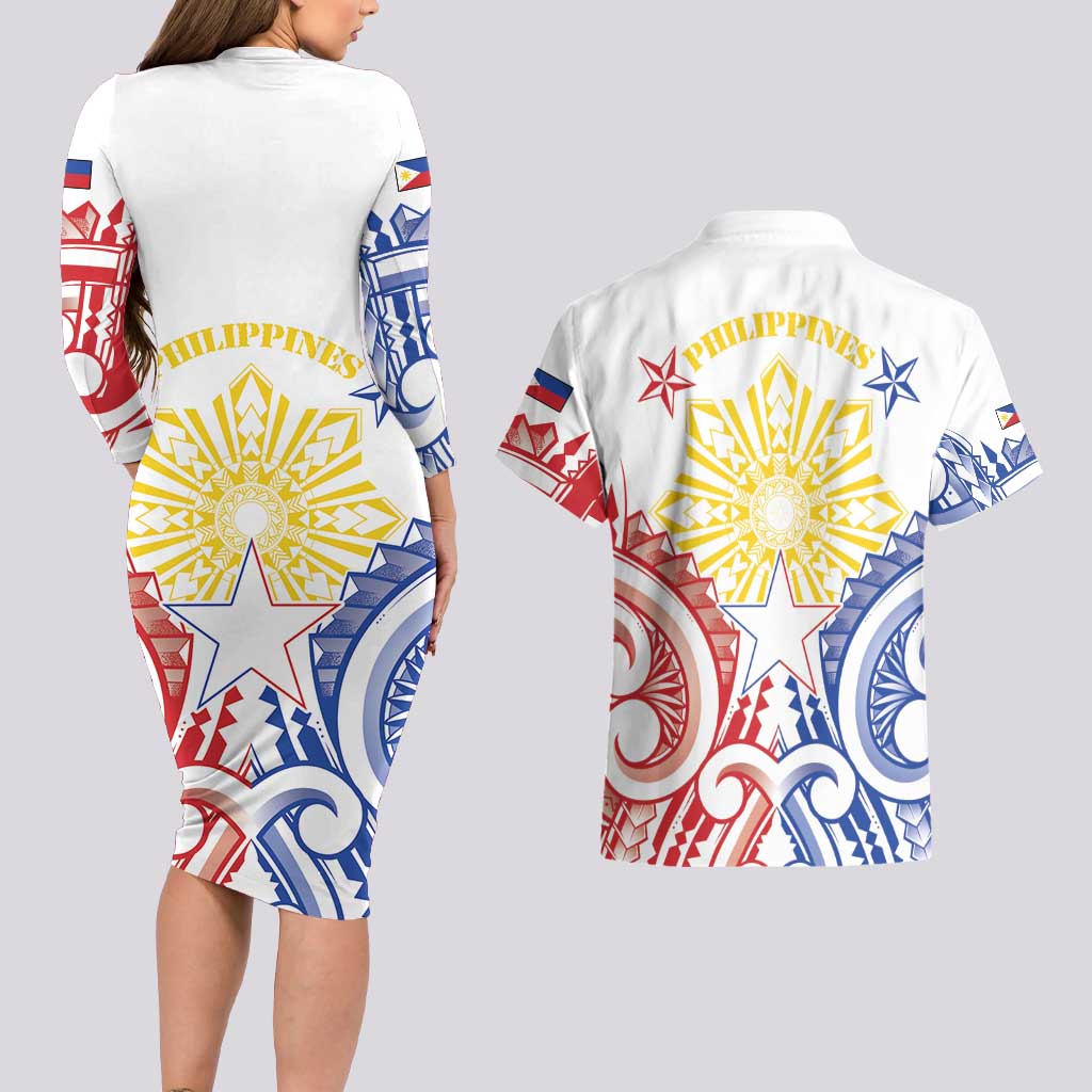 Philippines Couples Matching Long Sleeve Bodycon Dress and Hawaiian Shirt Katipunan Andres Bonifacio