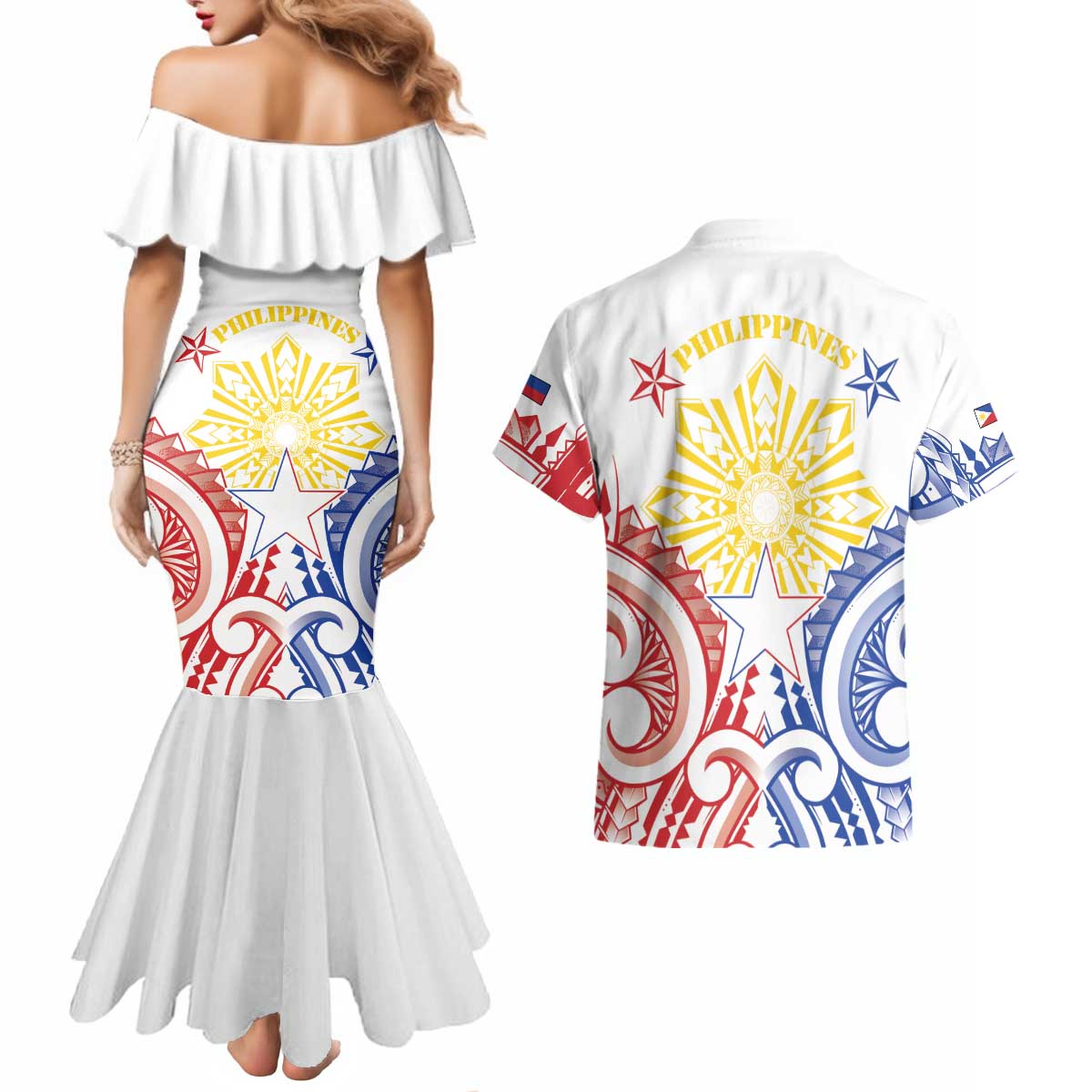 Philippines Couples Matching Mermaid Dress and Hawaiian Shirt Katipunan Andres Bonifacio LT05 - Polynesian Pride