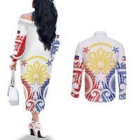 Philippines Couples Matching Off The Shoulder Long Sleeve Dress and Long Sleeve Button Shirt Katipunan Andres Bonifacio