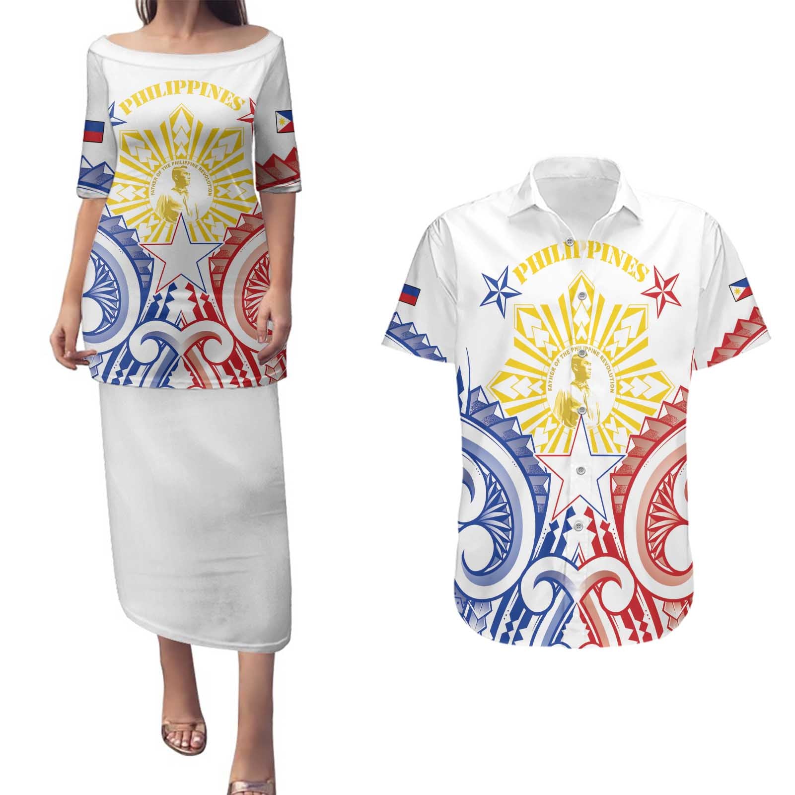 Philippines Couples Matching Puletasi and Hawaiian Shirt Katipunan Andres Bonifacio