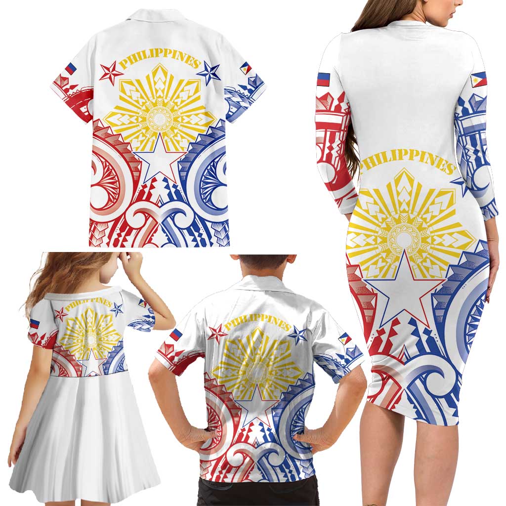 Philippines Family Matching Long Sleeve Bodycon Dress and Hawaiian Shirt Katipunan Andres Bonifacio