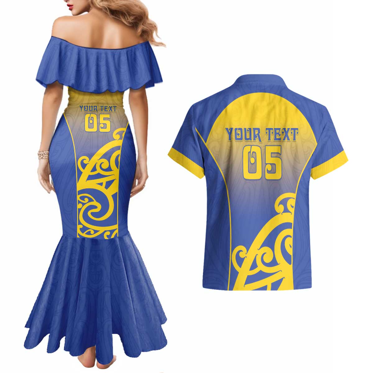 Custom James Cook High School Couples Matching Mermaid Dress and Hawaiian Shirt Maori Koru Pattern