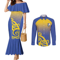 Custom James Cook High School Couples Matching Mermaid Dress and Long Sleeve Button Shirt Maori Koru Pattern