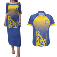 Custom James Cook High School Couples Matching Puletasi and Hawaiian Shirt Maori Koru Pattern