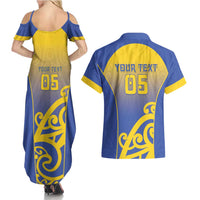 Custom James Cook High School Couples Matching Summer Maxi Dress and Hawaiian Shirt Maori Koru Pattern LT05 - Polynesian Pride