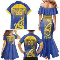 Custom James Cook High School Family Matching Mermaid Dress and Hawaiian Shirt Maori Koru Pattern