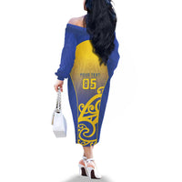 Custom James Cook High School Family Matching Off The Shoulder Long Sleeve Dress and Hawaiian Shirt Maori Koru Pattern