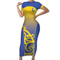 Custom James Cook High School Family Matching Short Sleeve Bodycon Dress and Hawaiian Shirt Maori Koru Pattern