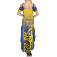 Custom James Cook High School Family Matching Summer Maxi Dress and Hawaiian Shirt Maori Koru Pattern