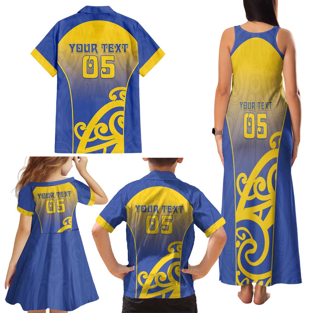 Custom James Cook High School Family Matching Tank Maxi Dress and Hawaiian Shirt Maori Koru Pattern