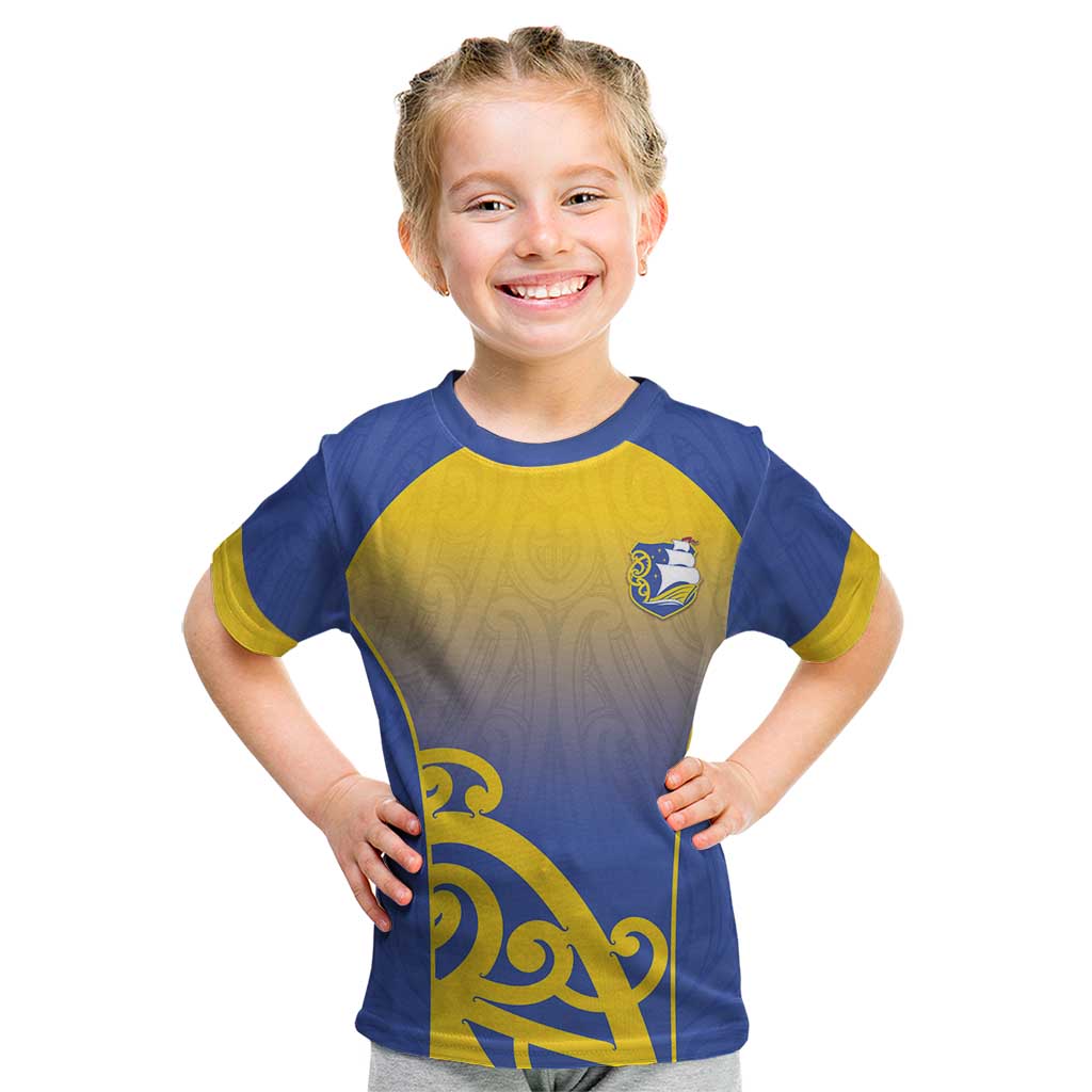 Custom James Cook High School Kid T Shirt Maori Koru Pattern
