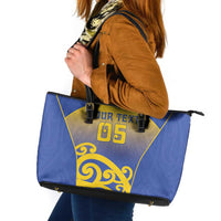 Custom James Cook High School Leather Tote Bag Maori Koru Pattern