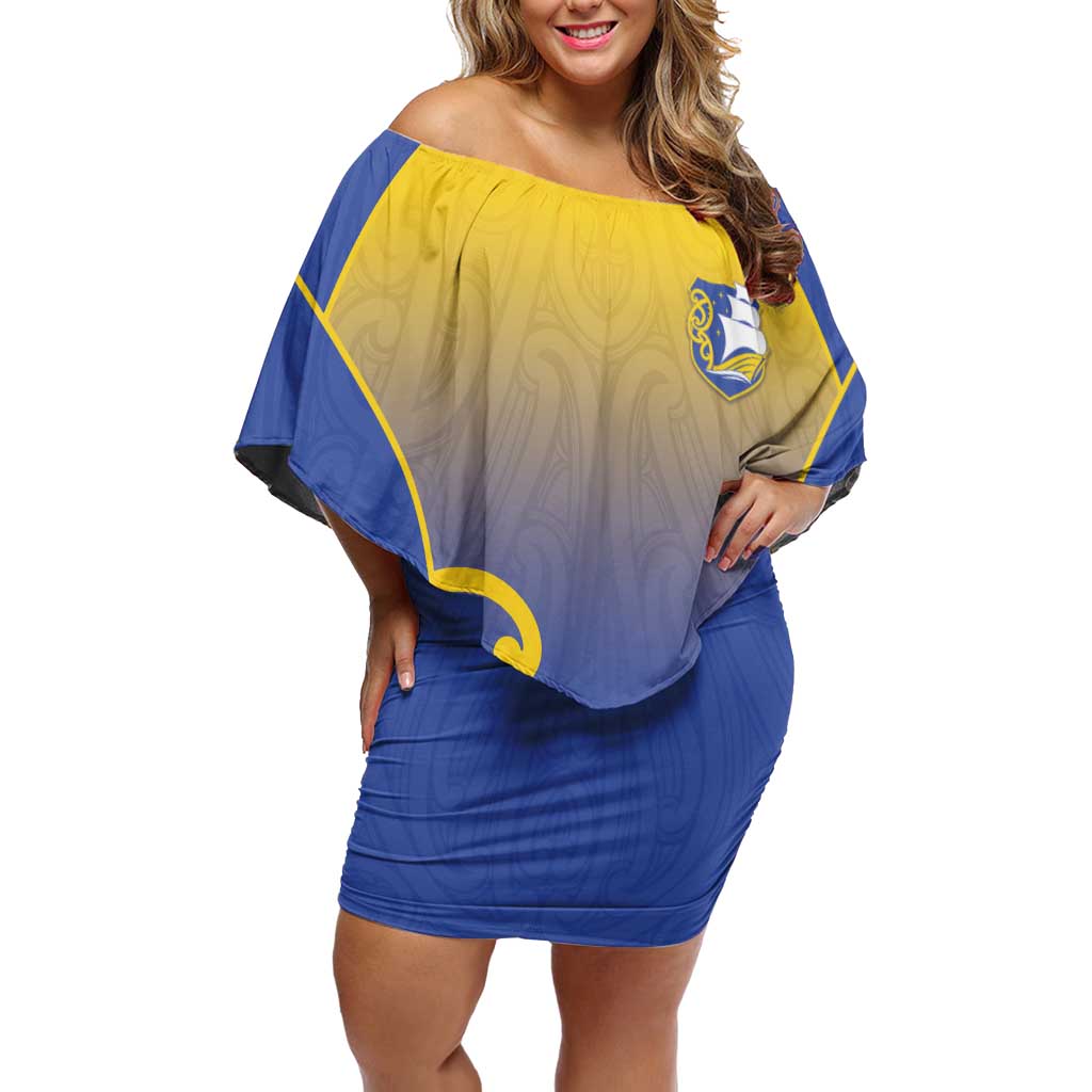 Custom James Cook High School Off Shoulder Short Dress Maori Koru Pattern