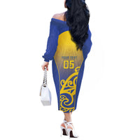 Custom James Cook High School Off The Shoulder Long Sleeve Dress Maori Koru Pattern