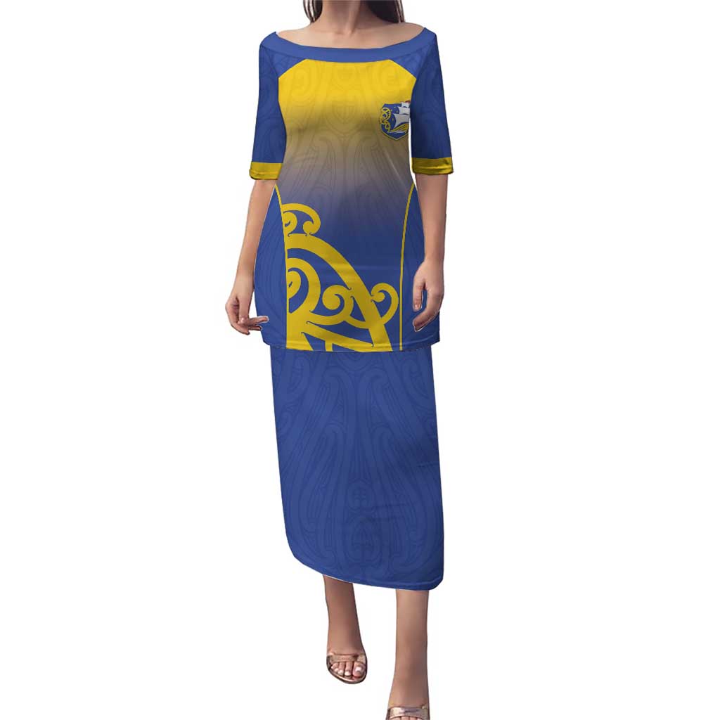 Custom James Cook High School Puletasi Maori Koru Pattern