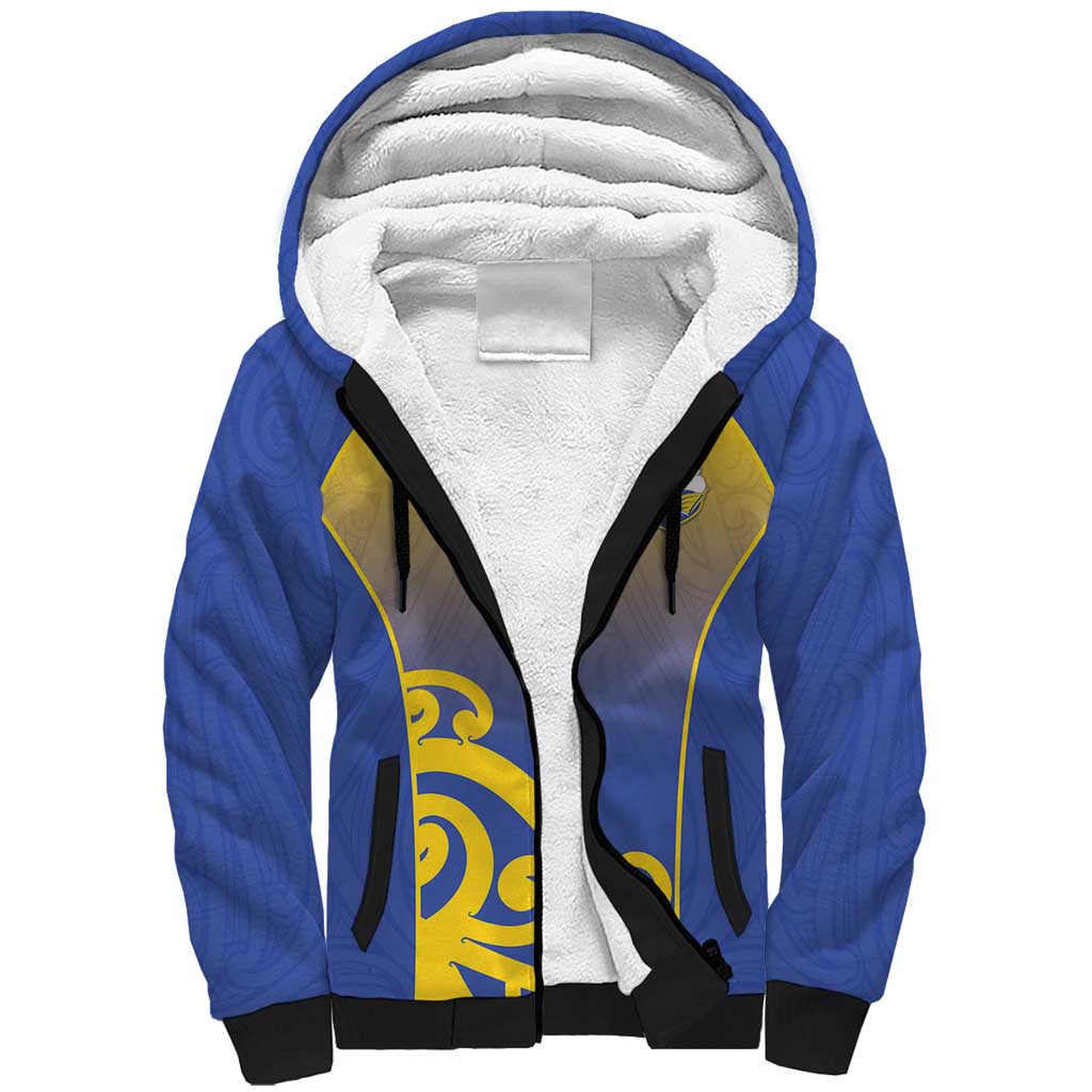 Custom James Cook High School Sherpa Hoodie Maori Koru Pattern LT05 Unisex Blue - Polynesian Pride