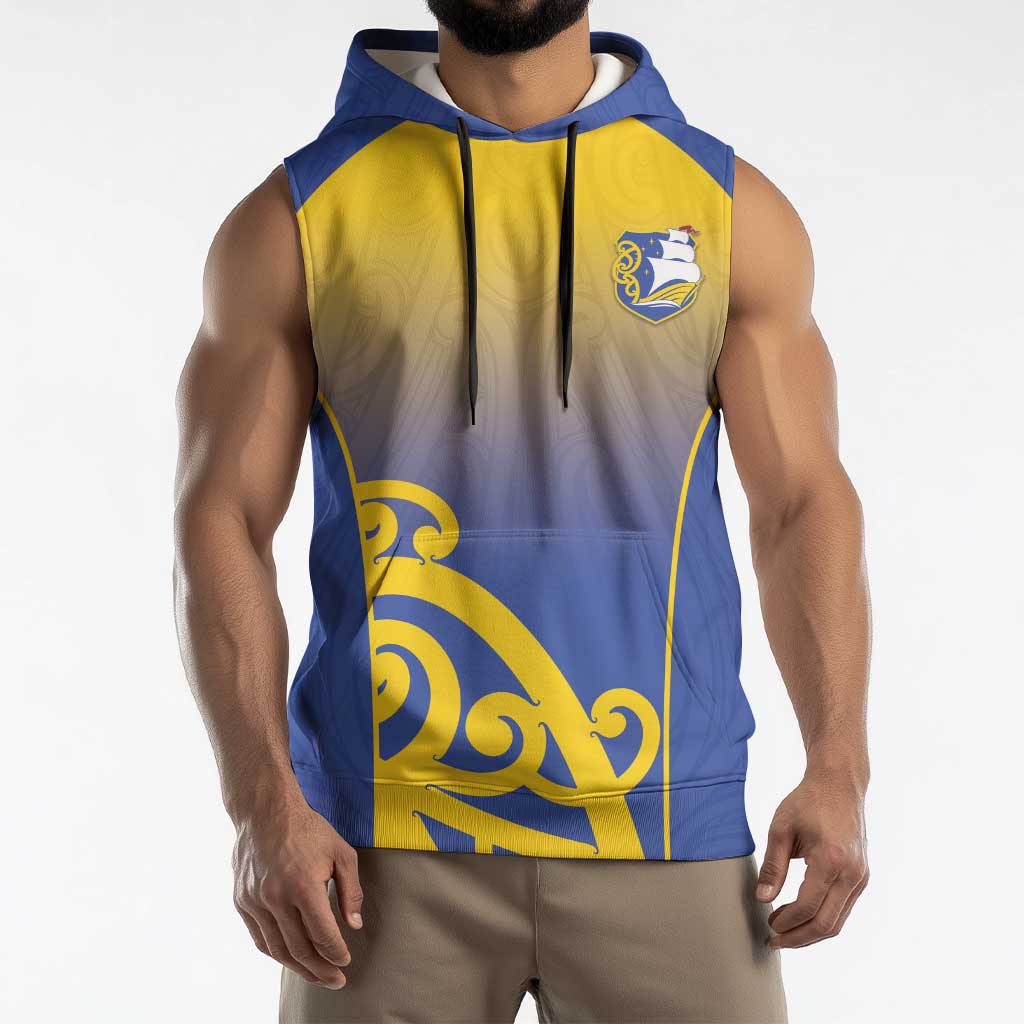 Custom James Cook High School Sleeveless Hoodie Maori Koru Pattern