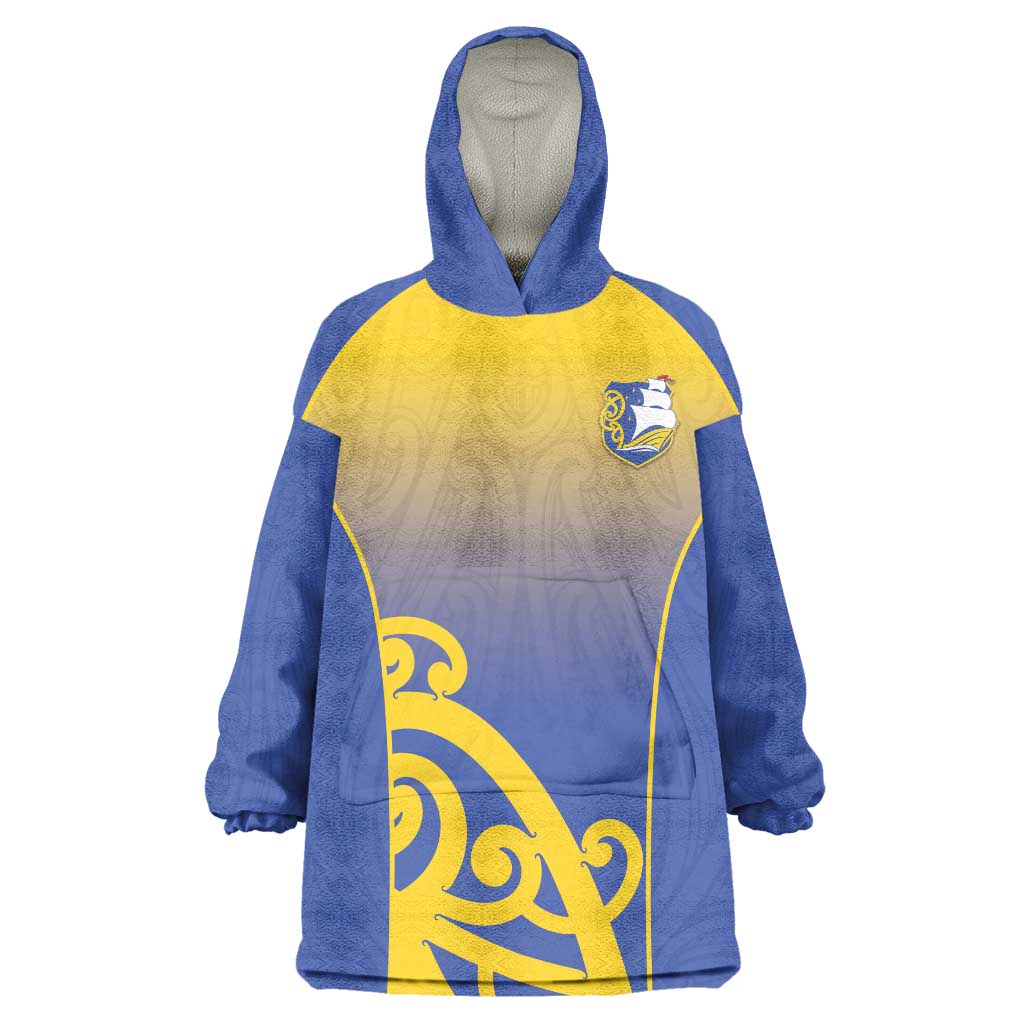 Custom James Cook High School Wearable Blanket Hoodie Maori Koru Pattern