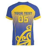 Custom James Cook High School Women V-Neck T-Shirt Maori Koru Pattern