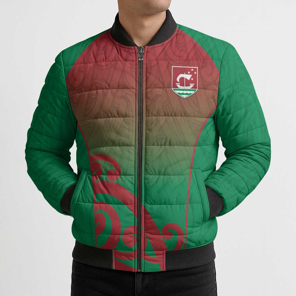 Custom Onehunga High School Bomber Puffer Jacket Maori Koru Pattern
