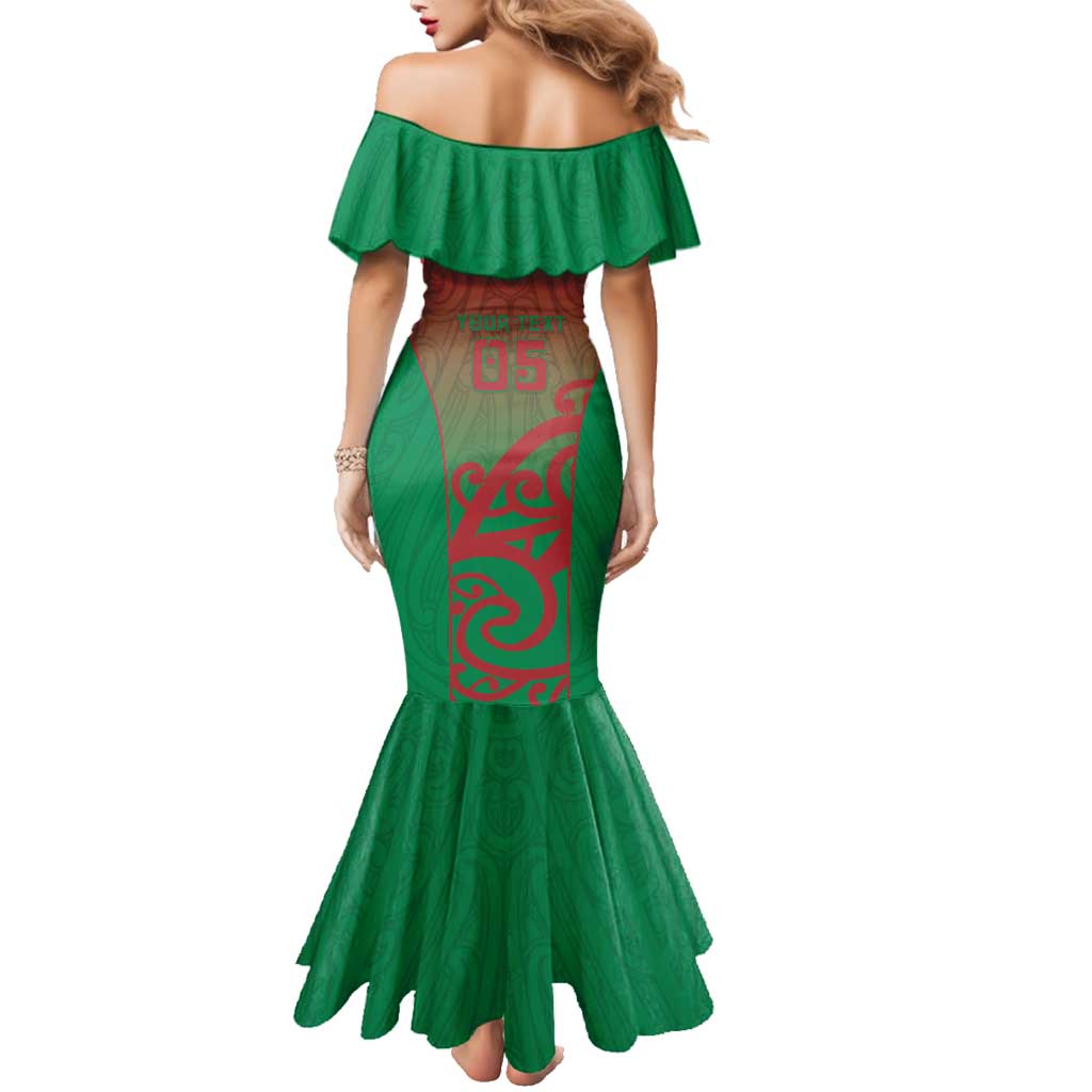 Custom Onehunga High School Family Matching Mermaid Dress and Hawaiian Shirt Maori Koru Pattern