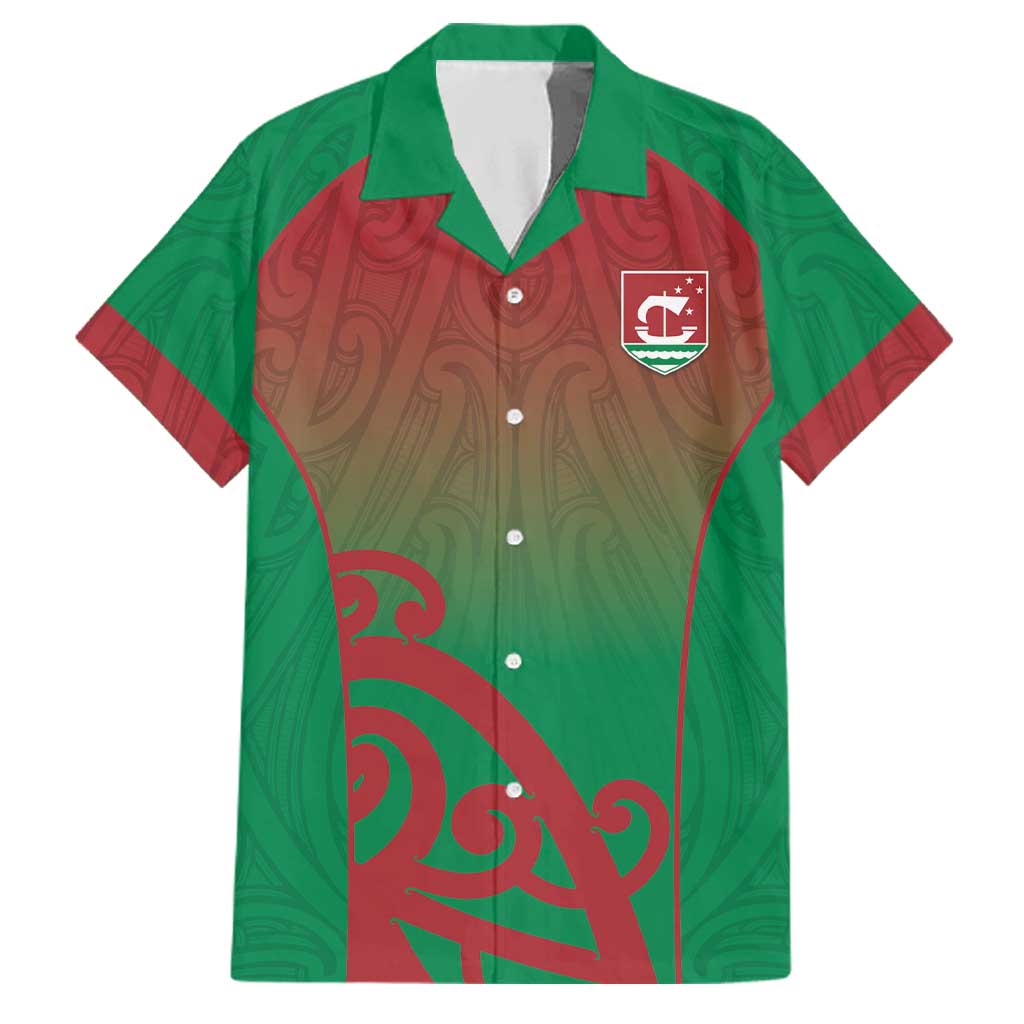 Custom Onehunga High School Family Matching Off Shoulder Short Dress and Hawaiian Shirt Maori Koru Pattern LT05 Dad's Shirt - Short Sleeve Green - Polynesian Pride